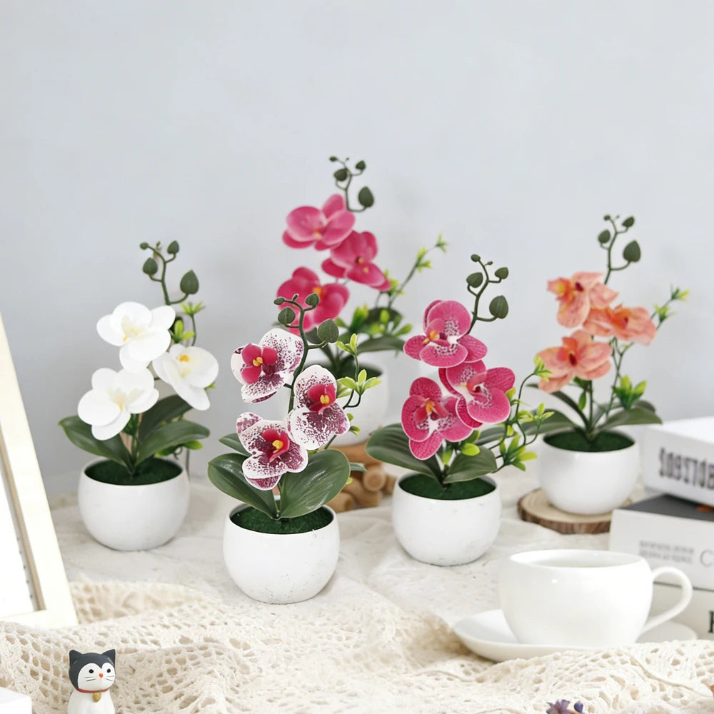 Butterfly Orchid Bonsai Artificial Flower with Vase – Home Décor Artificial Flower Arrangement Babs