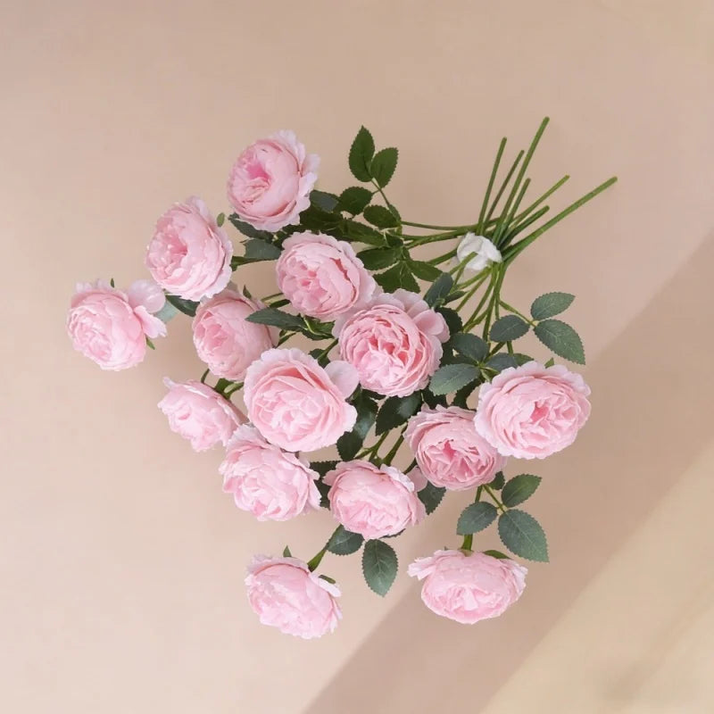 3pcs Silk Peony Flower Heads – Wedding & DIY Home Decor Artificial Silk Flowers Babs