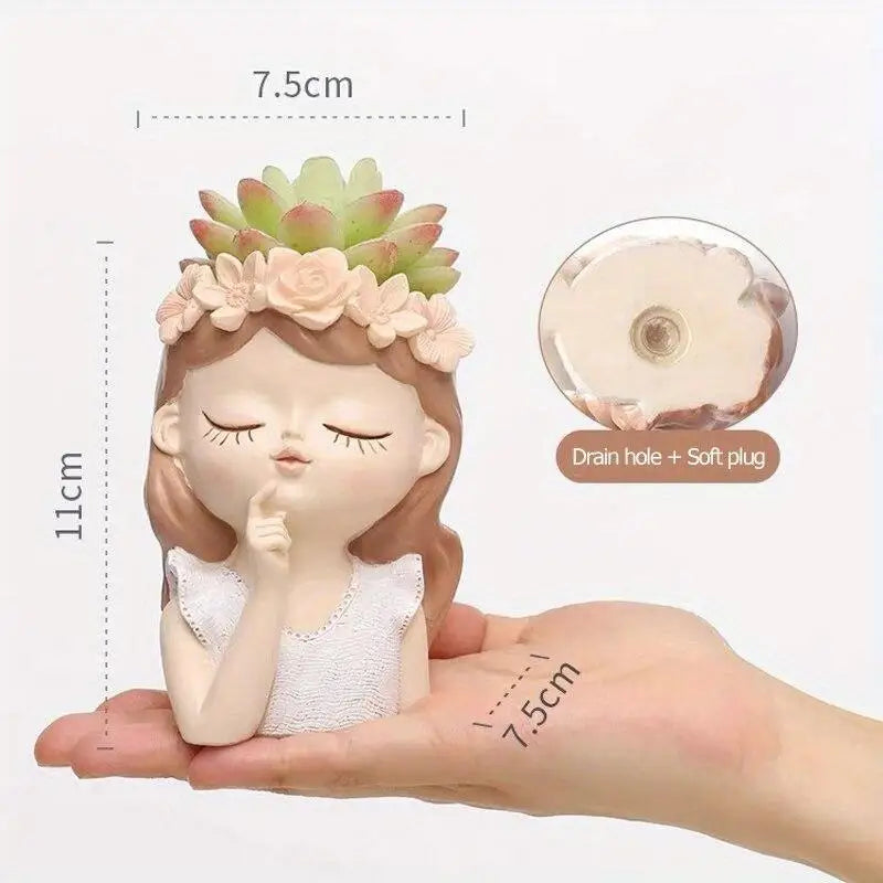 Nordic Cute Girl Resin Planter for Succulents & Cactus Decorative Planter Babs