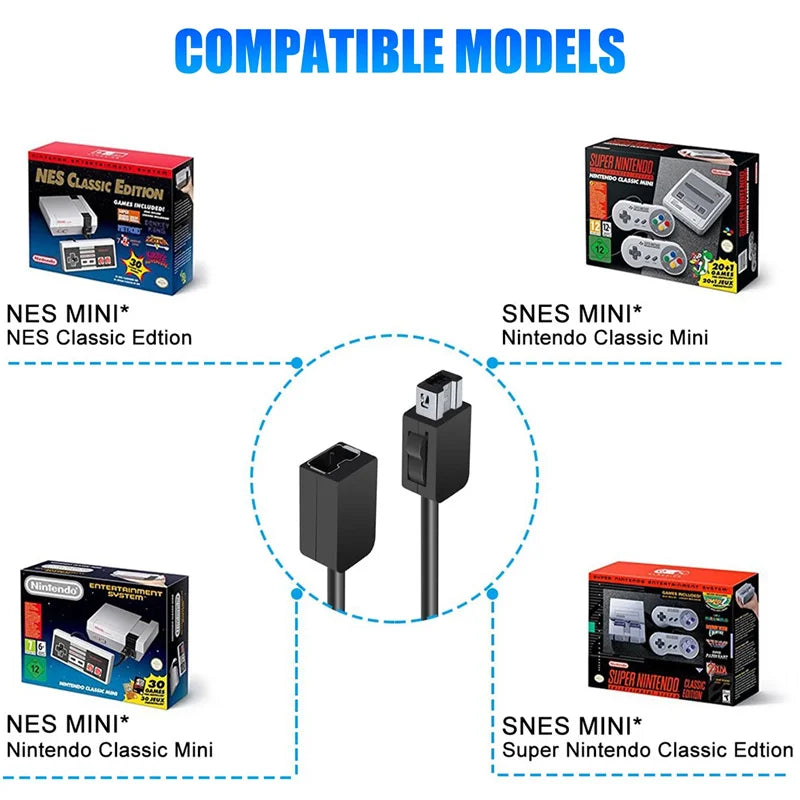 3M Extension Cable for NES Classic, SNES & Wii Controllers Controller Extension Cable Babs