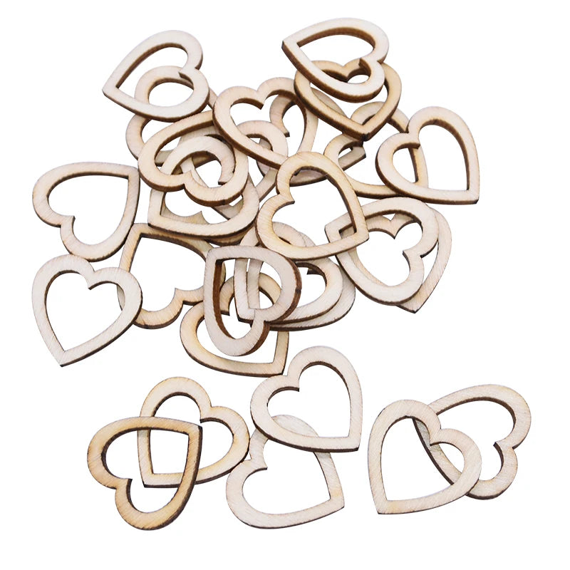 100pcs Hollow Heart Wood Pieces for DIY Crafts & Scrapbooking Wood Craft Embellishments Babs Nature 20mm
