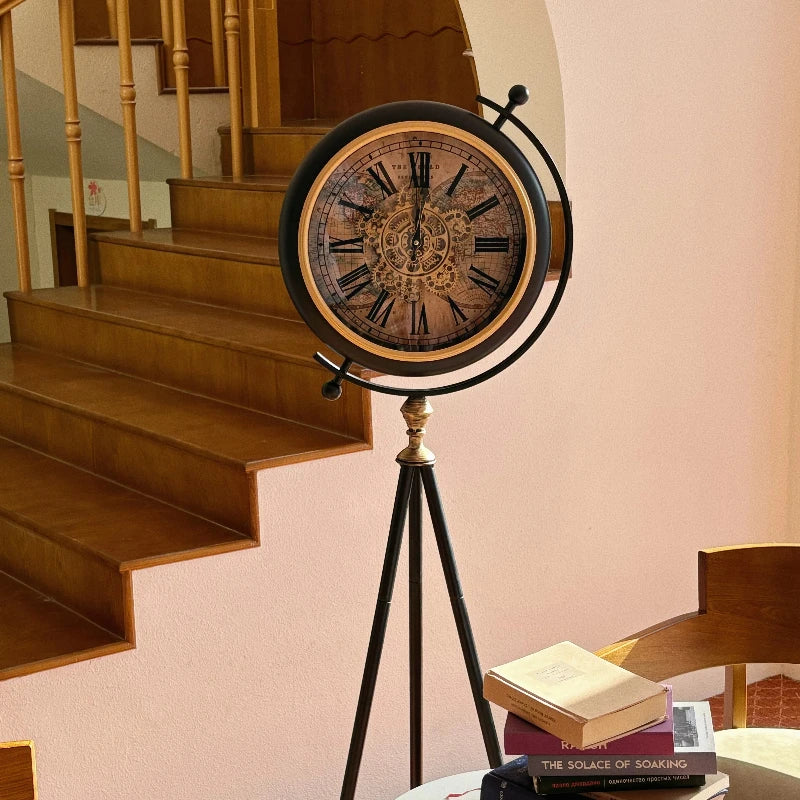 Vintage Retro Floor Clock | Silent Quartz Mechanical Gear Décor Decorative Floor Clock Babs