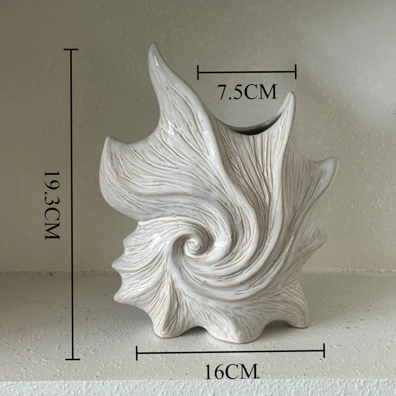 Nordic Ceramic Conch Vase – Elegant Table Décor Ornament Decorative Ceramic Vase Babs Style B