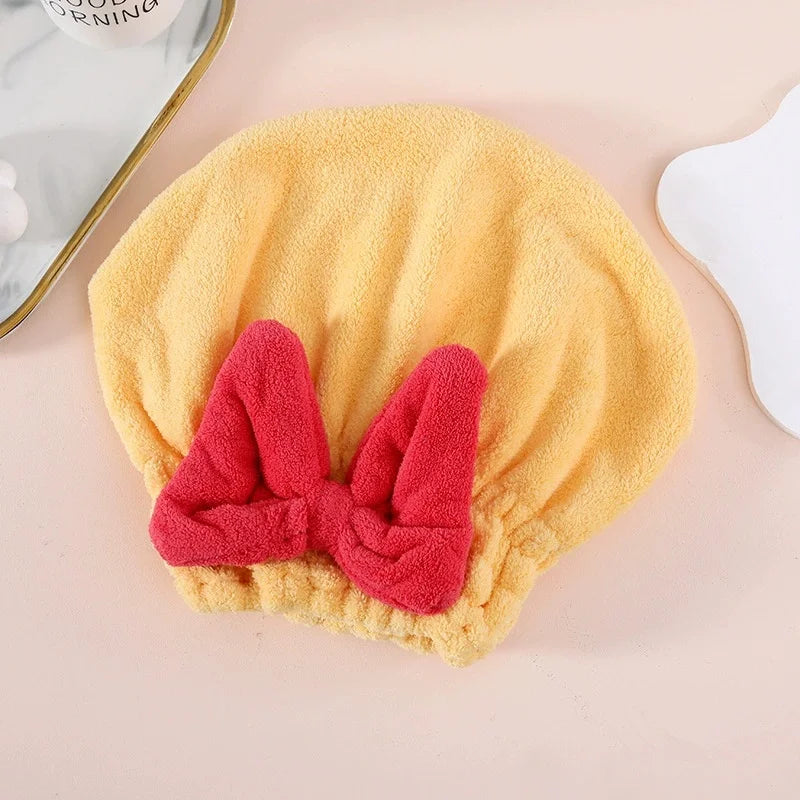 Microfiber Hair Drying Cap – Quick Dry Absorbent Turban Wrap Hair Drying Turban Babs Yellow
