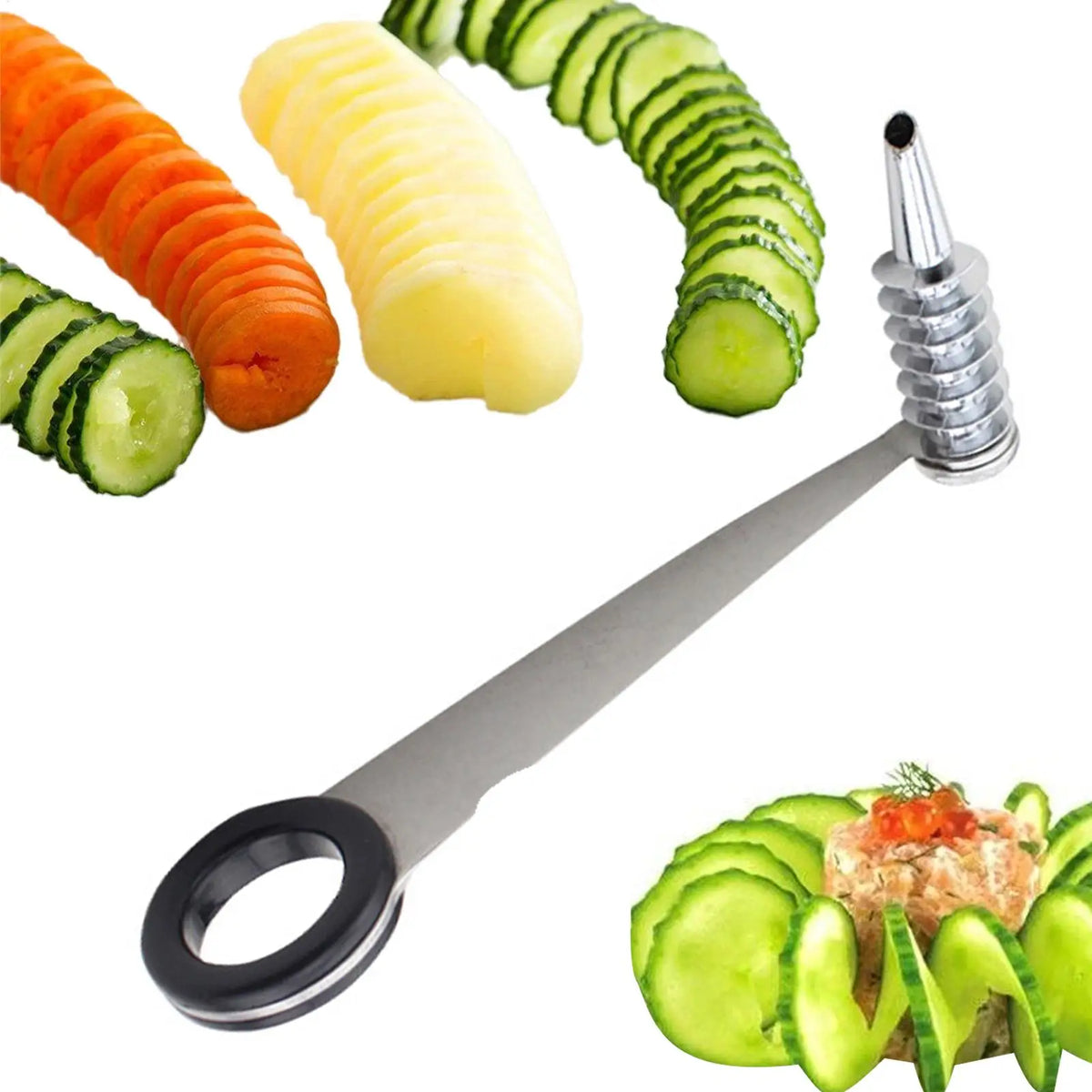 Stainless Steel Vegetable Spiralizer – Manual Spiral Slicer Vegetable Spiralizer Babs