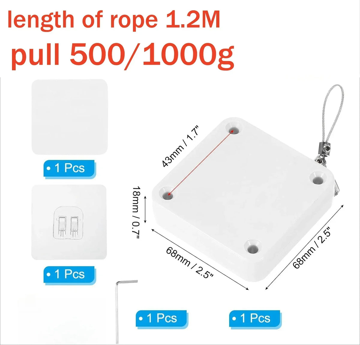 Punch-Free Automatic Door Closer – 500g–1000g Wire Rope Automatic Door Closer Babs