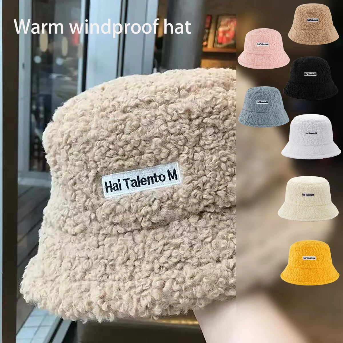 Women's Winter Lamb Fleece Bucket Hat – Warm Windproof Cap Winter Bucket Hat Babs