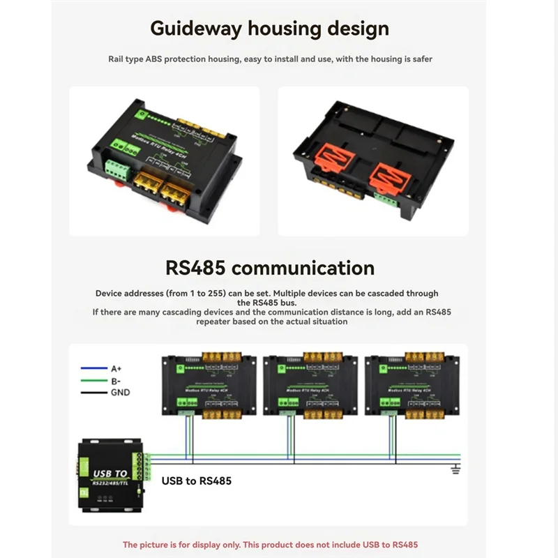 DIN Rail 4-Channel RS485 Relay Module – Modbus RTU Protocol Industrial Relay Module Babs