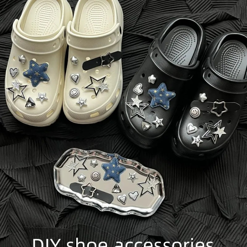 Denim Star Shoe Charms – DIY Detachable Decorative Set Shoe Charms Babs