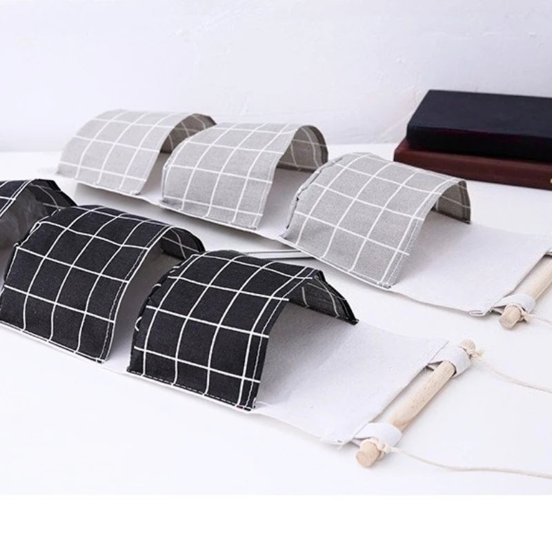 3-Pocket Plaid Hanging Wall Organizer | Door Storage Bag Wall Hanging Organizer Babs
