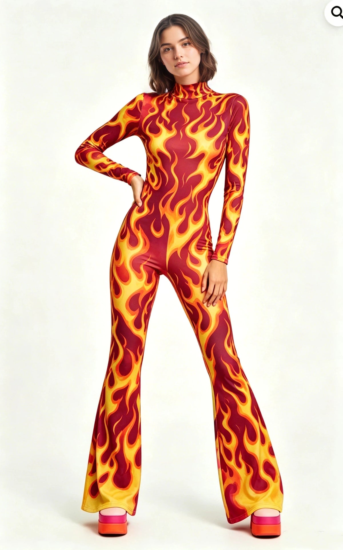 Women's Rainbow Skeleton Flared Catsuit Halloween Jumpsuit Halloween Costume Babs L XL 13-14T