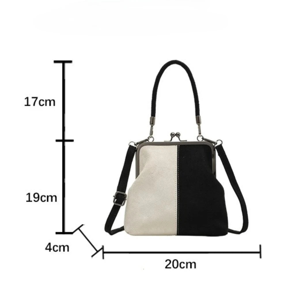 Vintage Kiss-Lock PU Leather Crossbody Handbag for Women Crossbody Handbag Babs