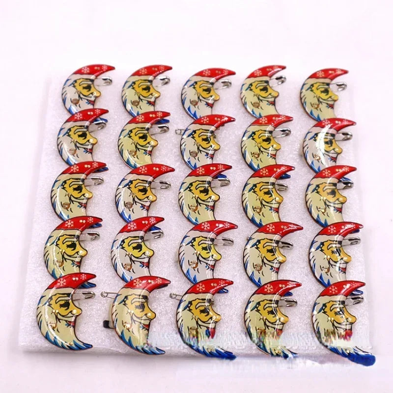 50pcs Flashing Christmas Brooch Badges – Santa & Moon LED Pins LED Party Brooches Babs Default Title