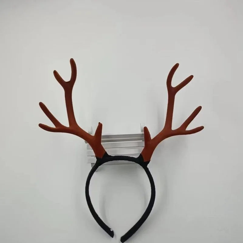 10 Pairs Reindeer Antler Headbands – Flocked Xmas Costume Costume Headband Babs mix Antlers