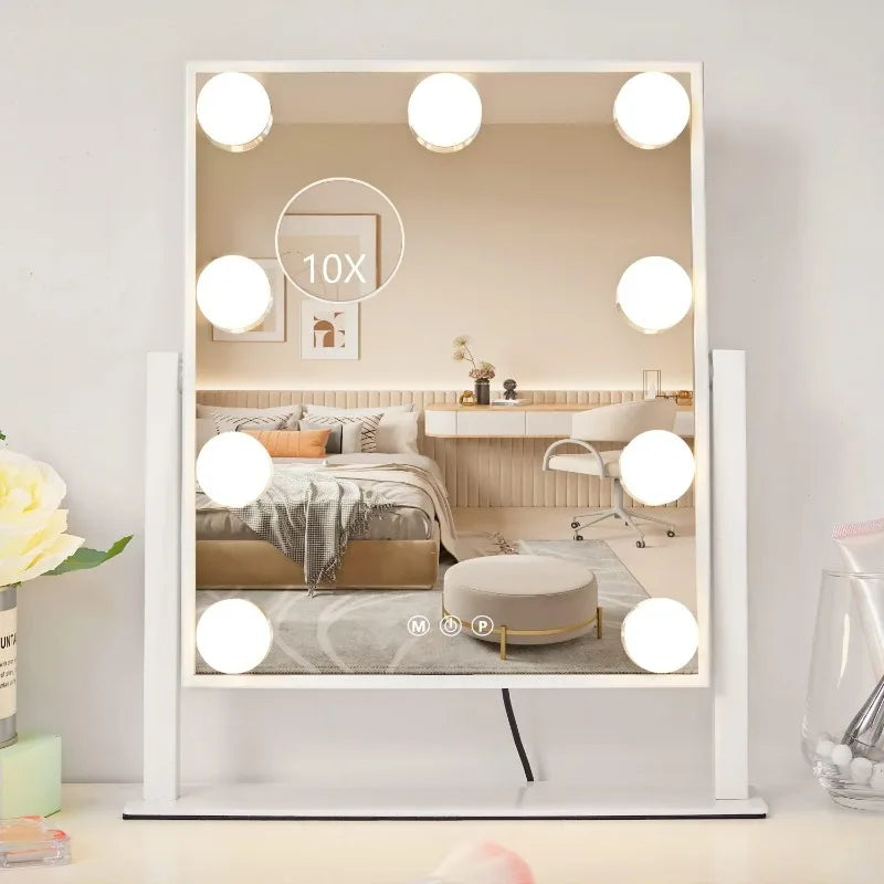 Oeny Smart Makeup Mirror with LED Fill Light & Magnifier LED Makeup Mirror Babs White