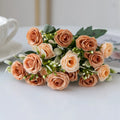 Silk Artificial Rose Flowers Wedding Bouquet & Home Decor 1/5pc Artificial Silk Flowers Babs Champagne 5PCS