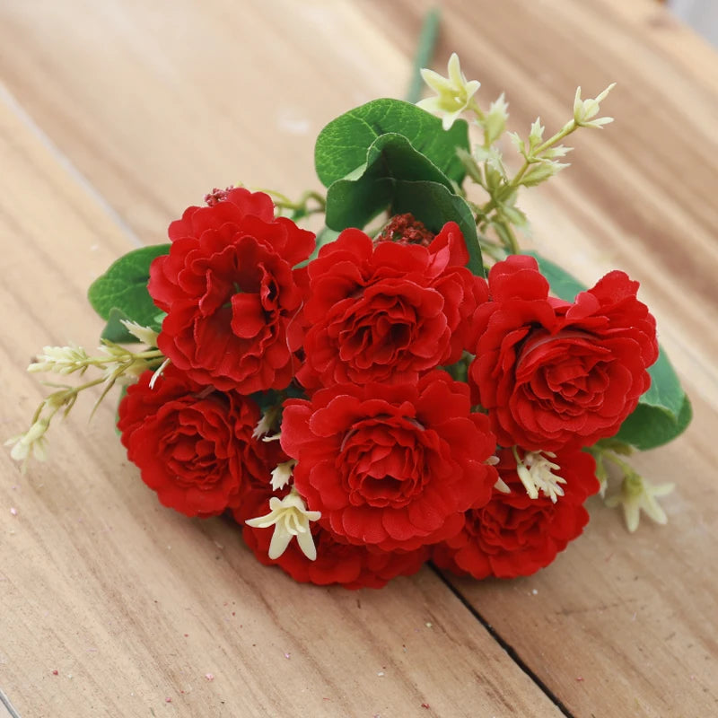 Silk Peony Artificial Flowers – White Bouquet, Home & Wedding Artificial Silk Flowers Babs Red