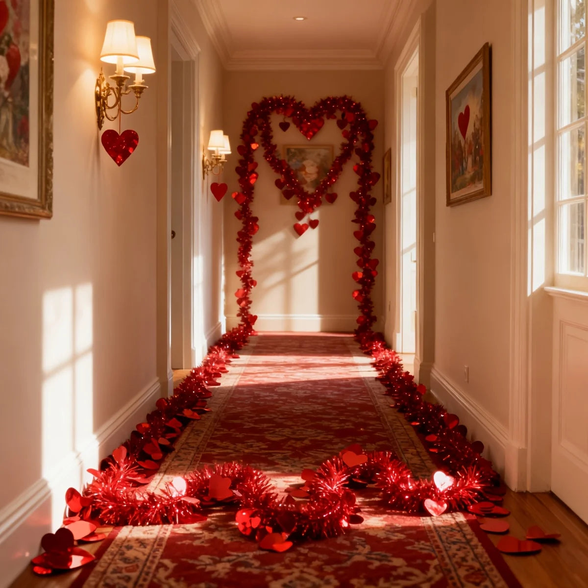3pcs Red Heart Tinsel Garlands 6M – Wedding & Party Décor Tinsel Garland Set Babs