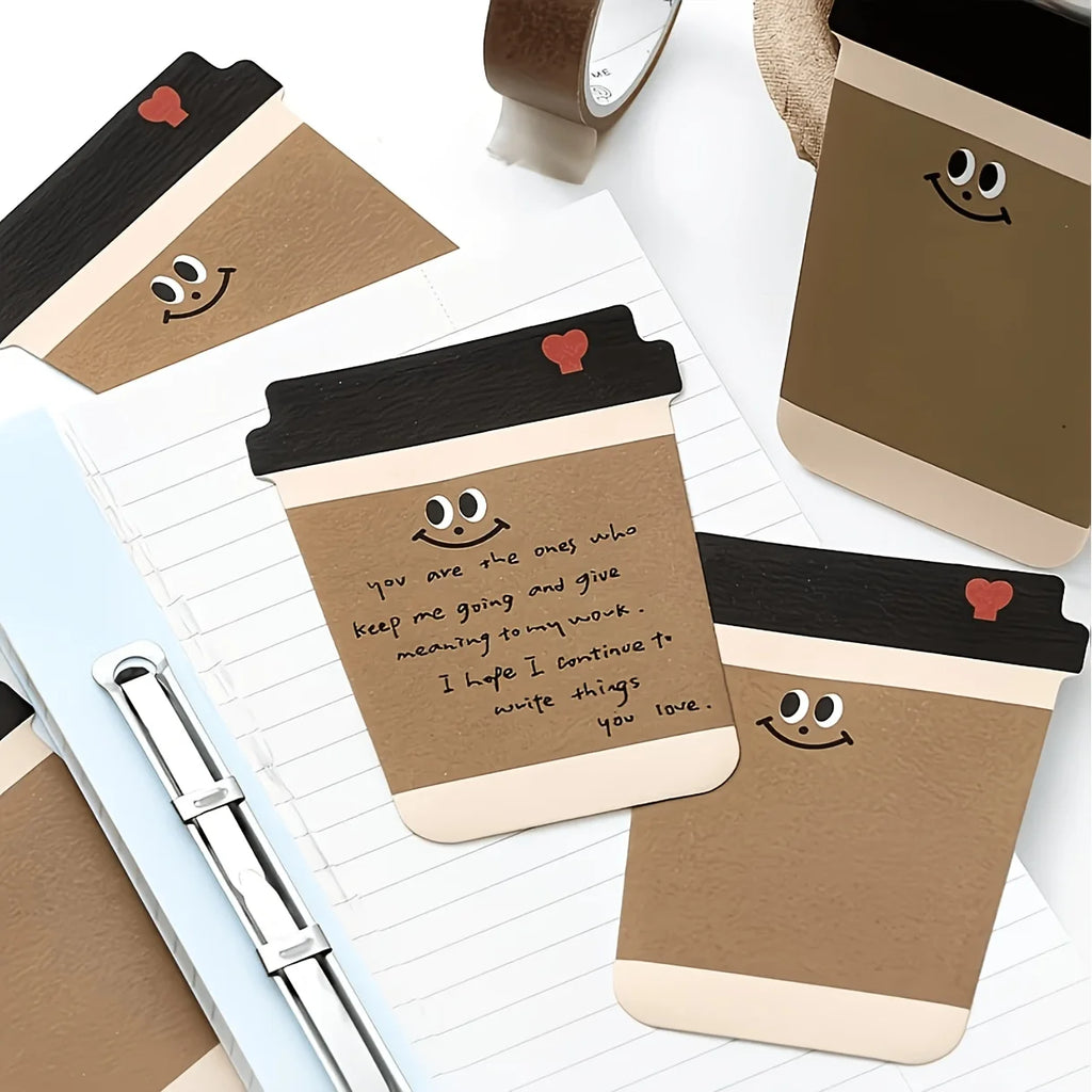Coffee Pattern Sticky Note Pad – Self-Adhesive Memo Notepad Sticky Note Pad Babs