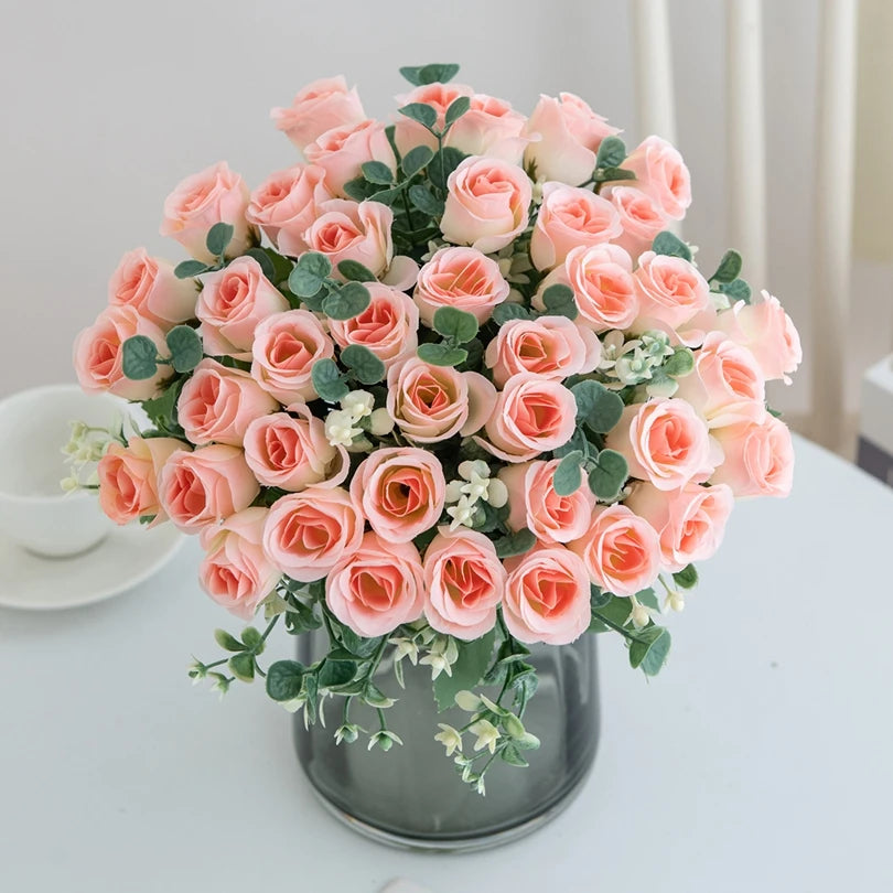 Silk Artificial Rose Bouquet 10-Head Wedding & Home Decor Artificial Flower Bouquet Babs
