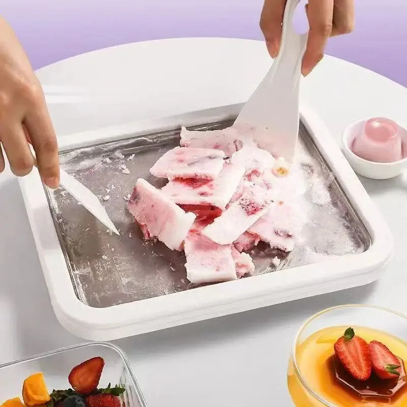 DIY Rolled Ice Cream Maker Pan – Frozen Yogurt Tray & Scrapers Ice Cream Maker Pan Babs
