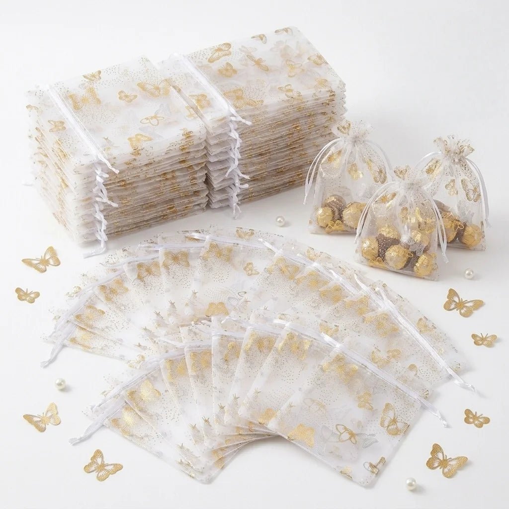 50Pcs Organza Drawstring Gift Bags – Jewelry & Party Pouches Organza Gift Bags Babs