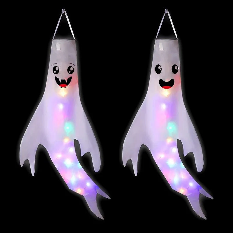 Halloween LED Hanging Ghost Wind Sock Decor – Outdoor & Party Halloween Hanging Decor Babs