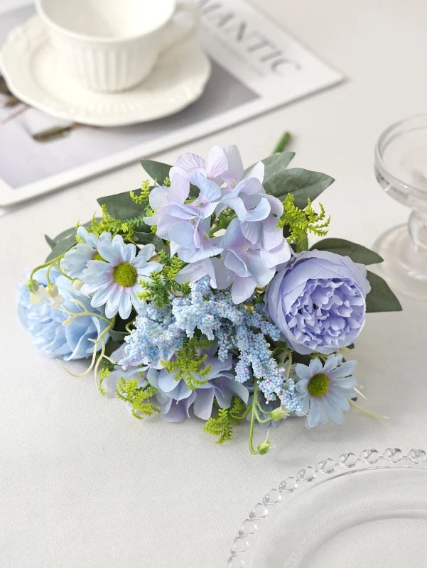 Silk Peony Artificial Flower Bouquet – Wedding & Home Decor Artificial Flower Bouquet Babs Blue 1 PC