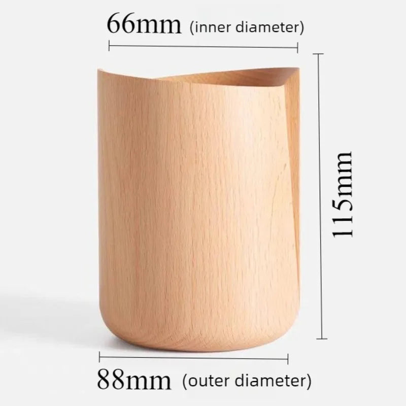 Vintage Wooden Pen Holder – Minimalist Solid Wood Desk Organizer Wooden Pen Holder Babs Log Color-L