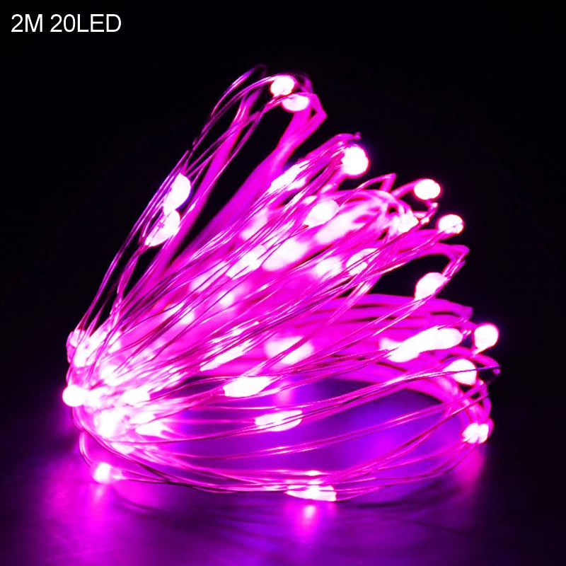 2M 20-LED Santa Snowflake String Lights – Christmas Tree Decor Christmas String Lights Babs 2m pink