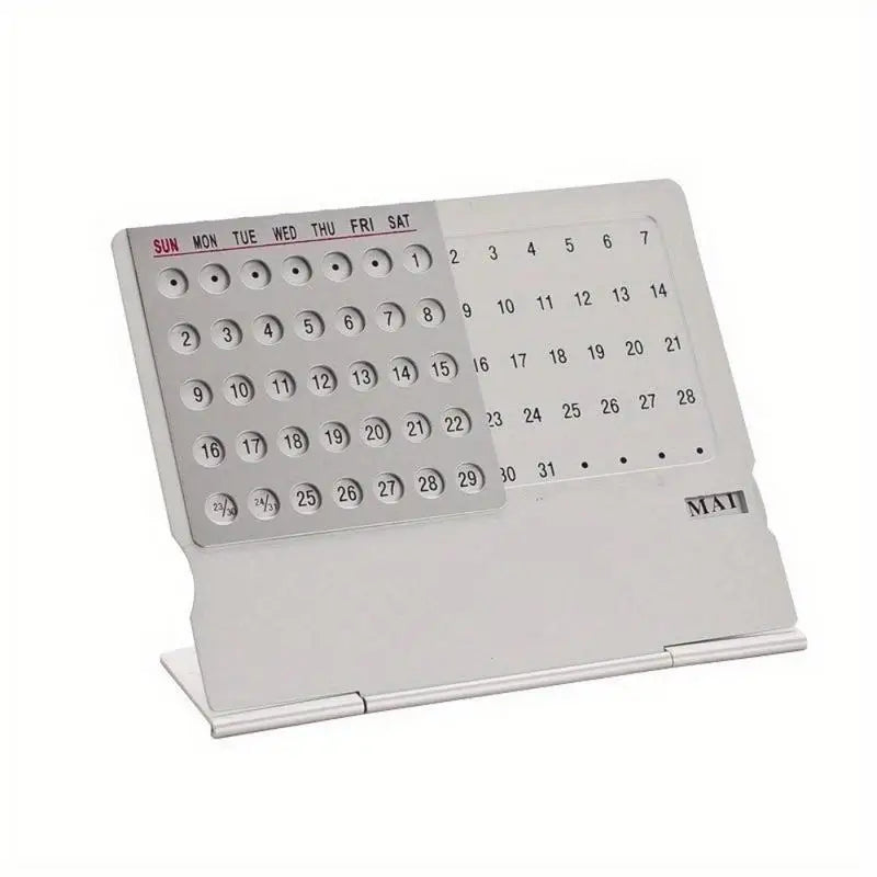 Mini Silver Aluminum Perpetual Desktop Calendar – 100 Year Perpetual Desktop Calendar Babs