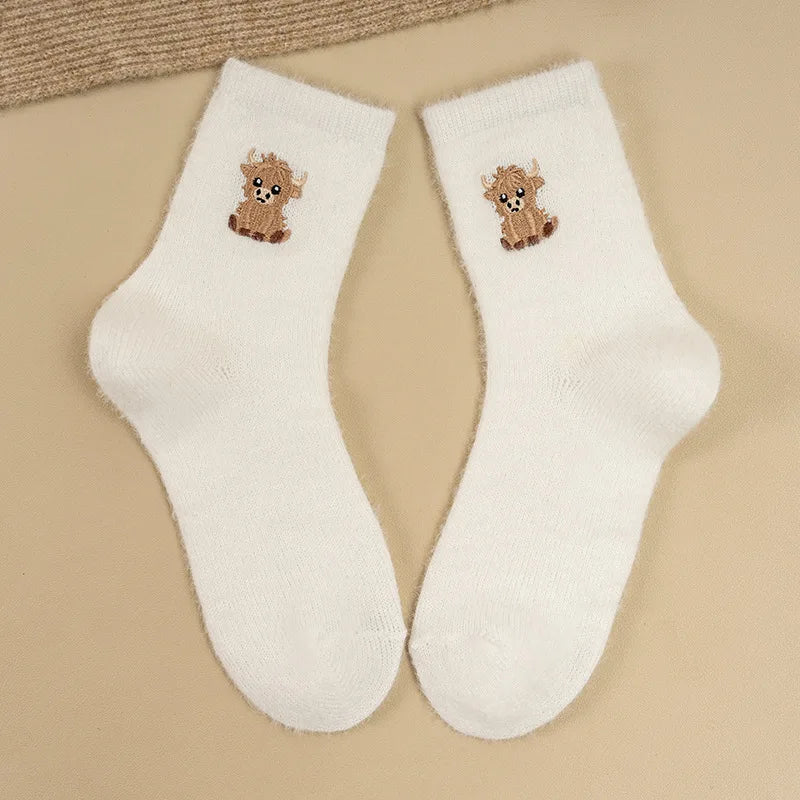 Women's Fluffy Faux Mink Fleece Mid-Calf Socks – Non-Slip, 2 Pairs Fluffy Winter Socks Babs One Size 2PCS