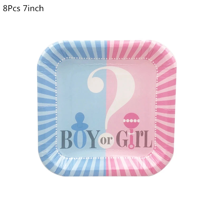 Gender Reveal Disposable Tableware Set – Baby Shower Party Disposable Tableware Set Babs 8pcs 7inch plate