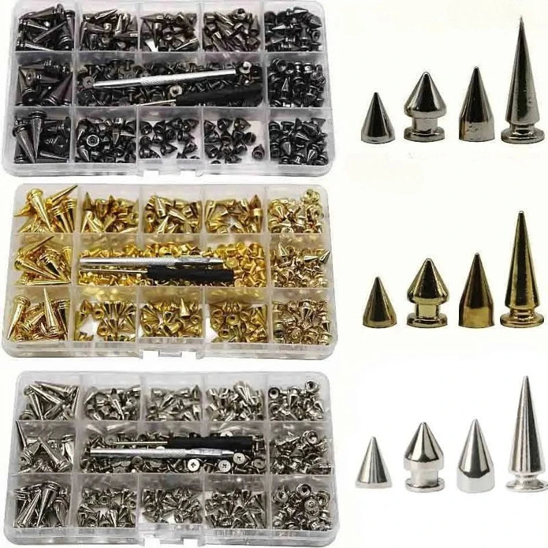 Pyramid Metal Spike Studs Screw-Back Rivets – 80–160 Sets DIY DIY Craft Rivets Babs