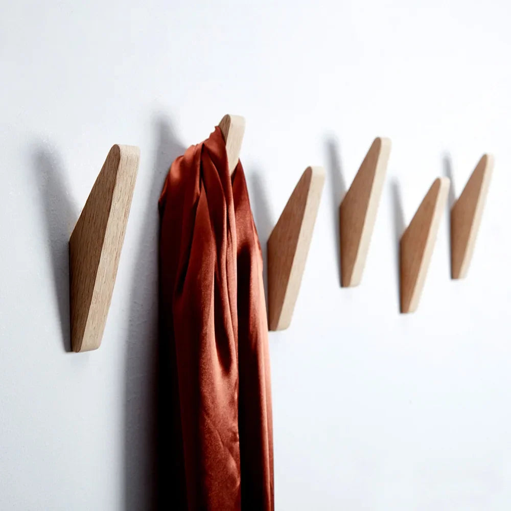 Natural Wood Wall Hook – Coat, Key & Hat Rack (1–4 Pcs) Wall Mounted Hook Babs