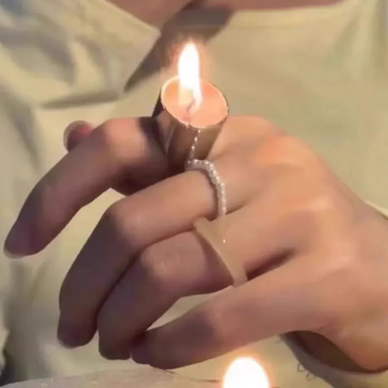 Vintage Metal Candle Holder Ring – Punk Cocktail Jewelry Gift Cocktail Ring Babs