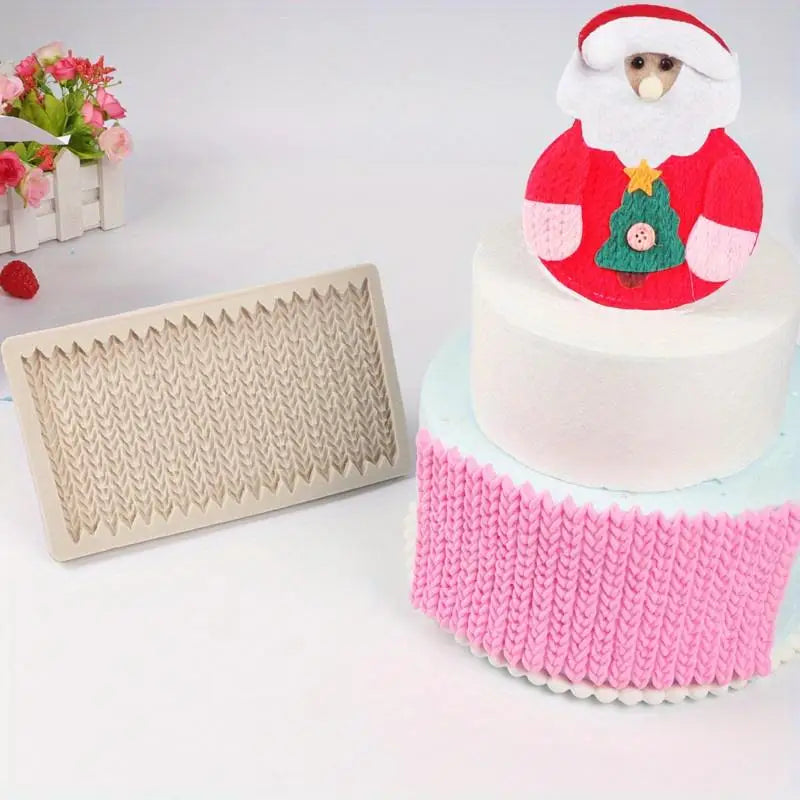 Knitted Sweater Silicone Fondant Mold | Christmas Cake Rim Silicone Fondant Mold Babs