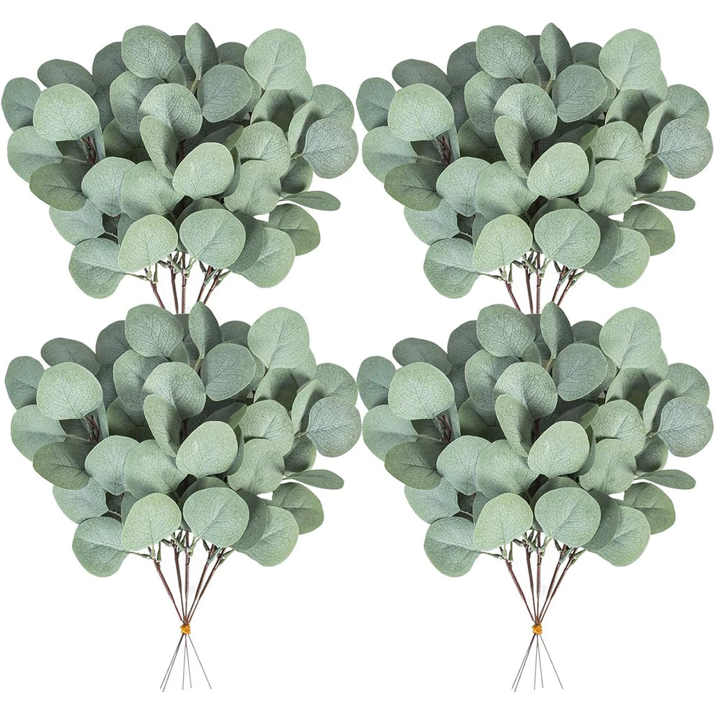 10PCS Silk Eucalyptus Artificial Leaves – Wedding & Home Decor Artificial Leaf Stems Babs