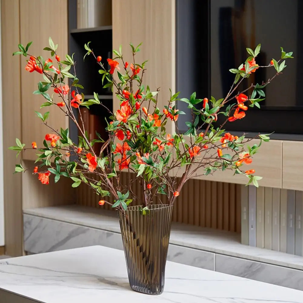 85cm Artificial Pomegranate Flower Branch – Realistic Faux Decor Artificial Flower Branch Babs