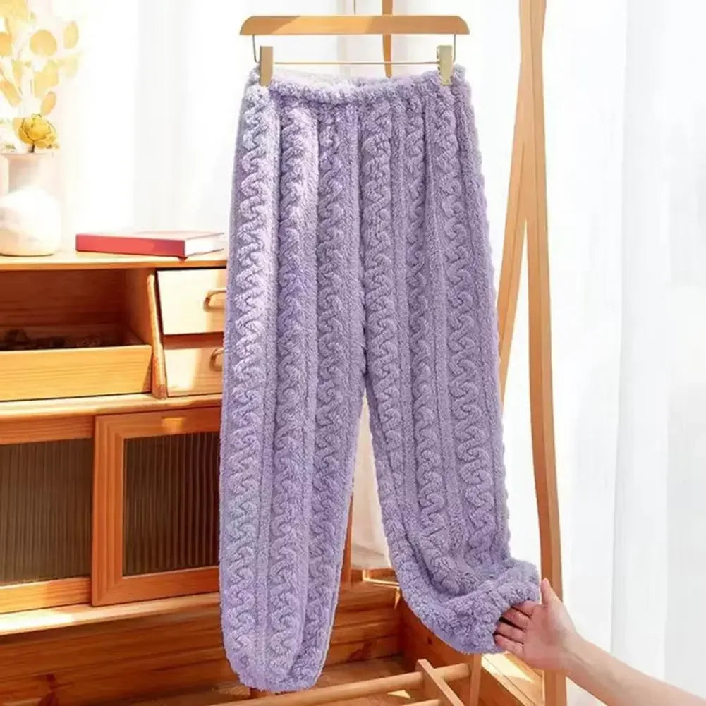 Women's Thermal Velvet Pajama Pants – Warm Winter Lounge Thermal Pajama Pants Babs Purple 40-70KG-1PCS