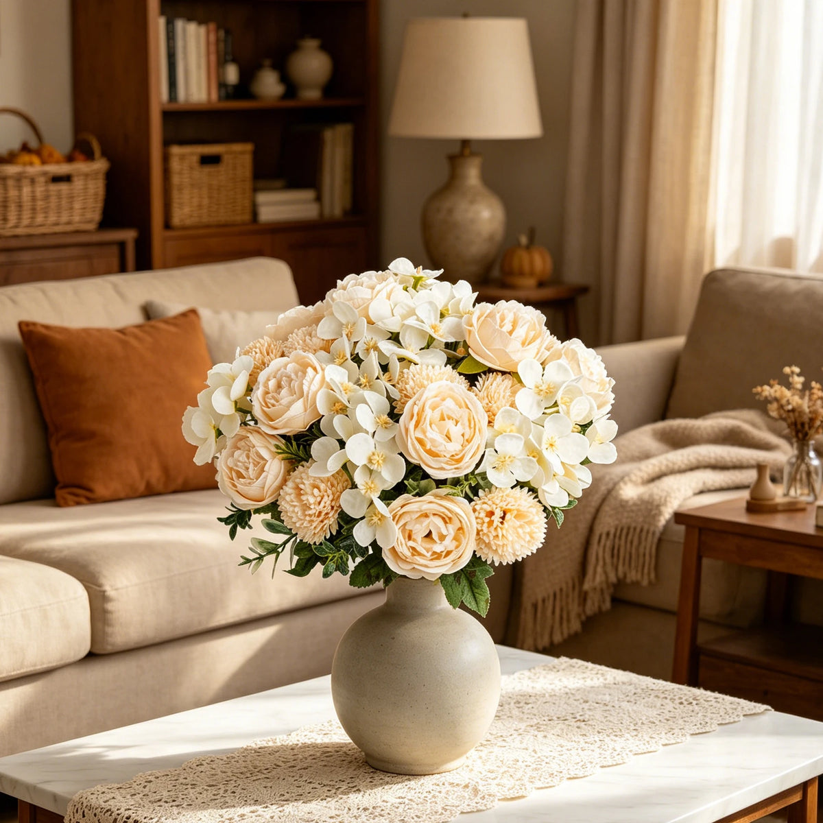 Silk Peony Chrysanthemum Artificial Flower Bouquet | Home & Wedding Artificial Flower Bouquet Babs