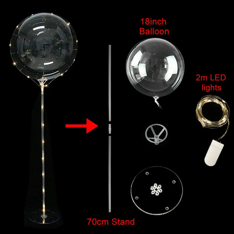 LED Bobo Balloon Column Stand Set – Wedding & Party Decor LED Balloon Decor Set Babs warm white light set