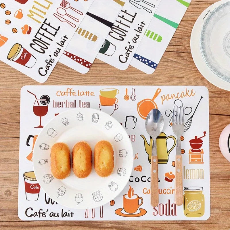 4PCS Kids Cartoon Placemats PP Table Mats & Coasters 40x28cm Kids Placemats Set Babs red 4pcs