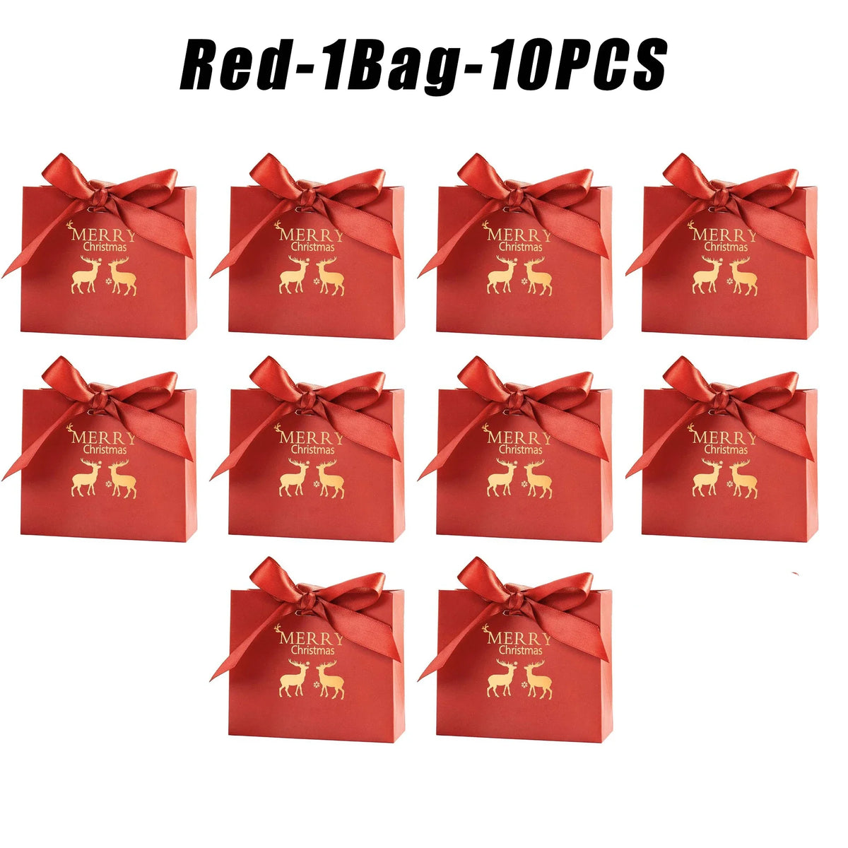 Mini Christmas Gift Bags Red Kraft Paper w/ Bow – Bulk Pack Kraft Paper Gift Bags Babs Red 10PCS 10Bags 100PCS