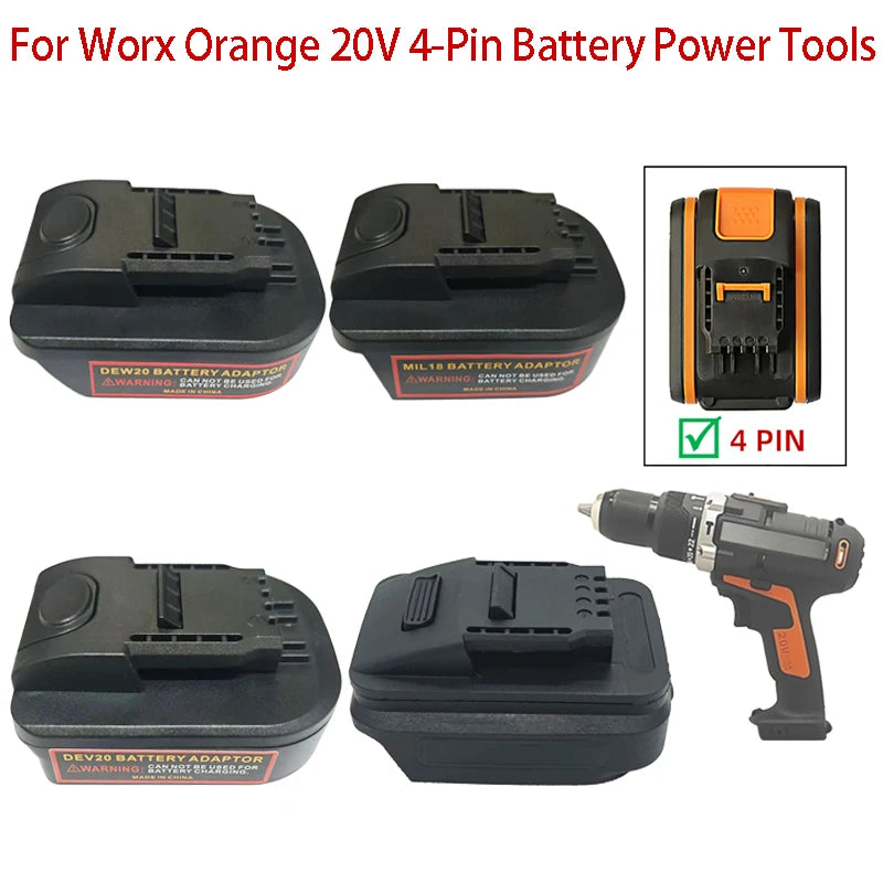 Battery Adapter DeWalt/Makita/Milwaukee/Devon to Worx 4-Pin Power Tool Battery Adapter Babs
