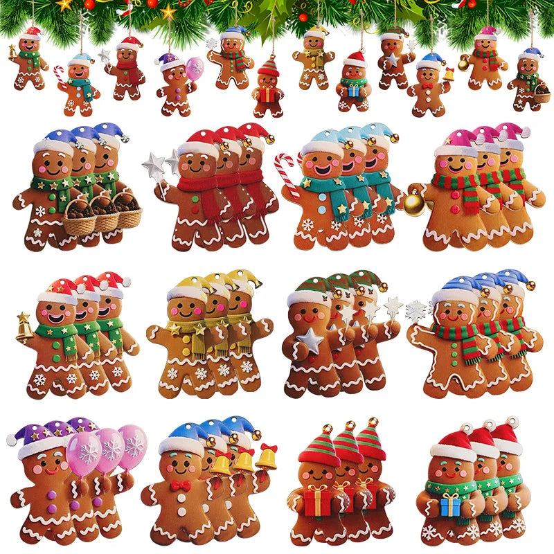 12/24pcs Gingerbread Man Wooden Christmas Tree Ornaments Christmas Tree Ornaments Babs
