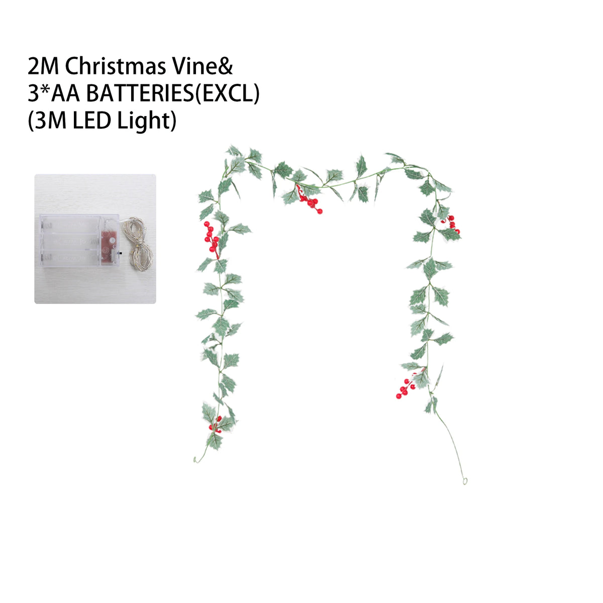 Artificial Red Berry LED Vine – Wedding & Christmas Décor Artificial LED Vine Babs White Green 3