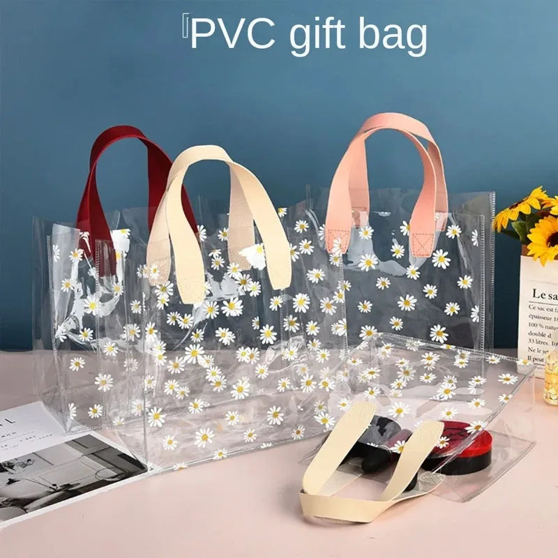 Clear Daisy PVC Tote Bag – Waterproof Gift & Party Organizer Clear PVC Tote Bag Babs