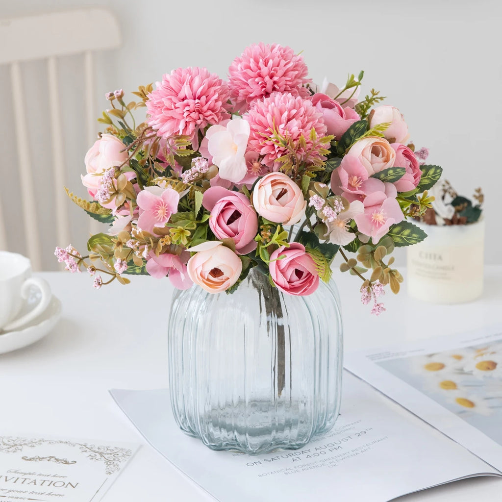 Artificial Silk Rose & Hydrangea Bouquet for Wedding Decor Artificial Flower Bouquet Babs
