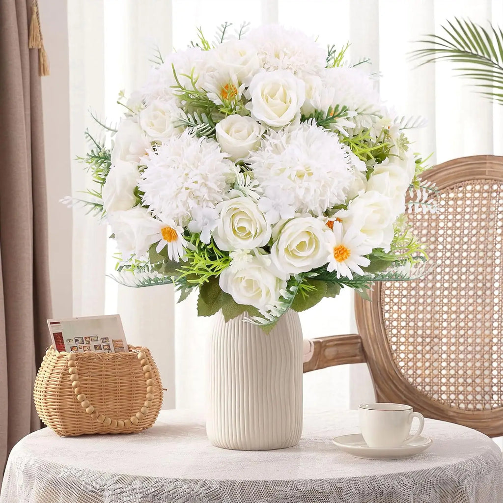 Artificial Silk Roses & Hydrangeas Bouquet – Wedding Home Decor Artificial Flower Bouquet Babs